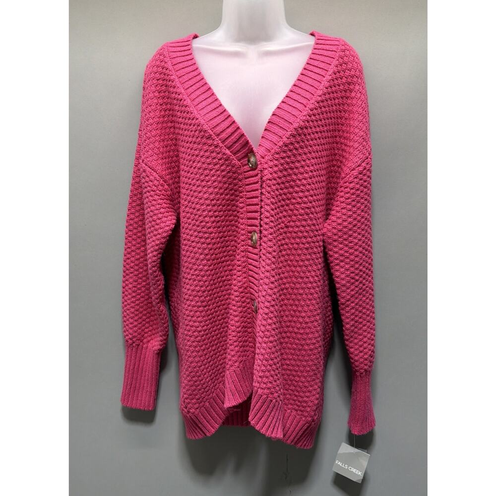 NWT Falls Creek Button Front Pink Wool Blend Cardigan Size L/XL